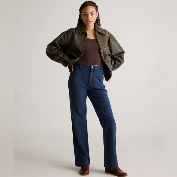 Quince French Terry Wide Leg Pants Deep Navy - Picture 2 of 6